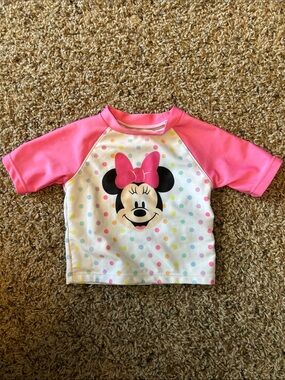 Disney Minnie Mouse Pink & White Kids Rash Guard